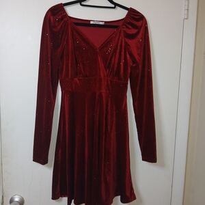 Glamorous Long Sleeve Red Dress